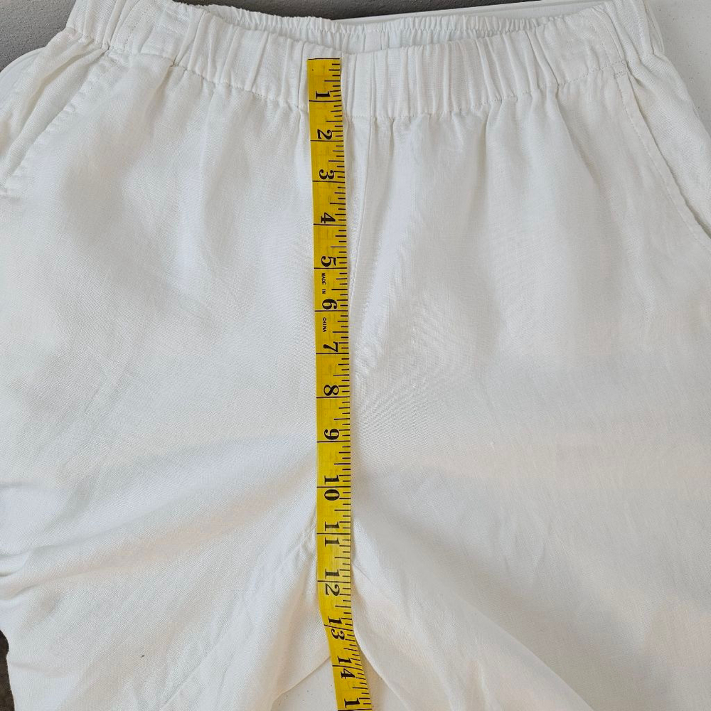 EILEEN FISHER Organic Linen Wide Leg Cropped Pull-on Pants XS White - Picture 9 of 10